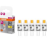 KALANKA-OSRAM LED BASE PIN MICRO, pack avantage de 5 lampes basse tension, remplace les lampes spéciales PIN 10W classiques, blanc chaud (2700K), 1W, G4, verre mat, non dimmable, ultra-compact