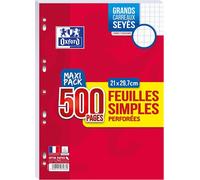 Kalanka-Oxford Feuilles Simples A4 Grands Carreaux Seyès 500 Pages