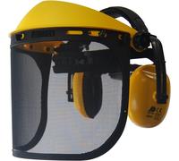 Kalanka-Ozaki - Visière De Protection Grillagée Pro & Casque Anti Bruit Intégré - Modèle Professionnel - Extra Large - Classe F 45m/S - Débroussailleuse & Bricolage