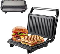 KALANKA-P101TOS003 Gril électrique compact, plaque antiadhésive, grille-pain, sandwichs, viandes, légumes - Plaques auto-ajustables, poignée isotherme et enrouleur de cordon intégré