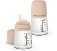 Kalanka-, Pack 2 Biberons Anti-Colique Zero Zero, Tétine À Débit Adaptable (A) En Silicone, Bébés +0 Mois Et Nouveau-Nés, Spécifique Allaitement Maternel, Lait Maternel Et Poudre, 180 Ml, Light