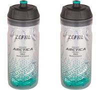 Kalanka-Pack Arctica 55 - Lot De Deux Bidons Vélo 550 Ml - Gourde Vélo Isotherme - Inodore Et Etanche - Bidon Sport Sans Bpa - Argent/Vert Caraibe