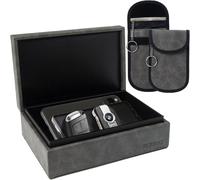 Kalanka-Pack Faraday Box Et 2 Pochettes Double Couche, Boîte De Blocage Du Signal Des Clés De Voiture, Ensemble De Blocage Rfid Pour Entrée Sans Clé, Protège Les Clés De Voiture - Gris Foncé