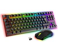 KALANKA-¿ Pack Gaming Sentai C03 WL Clavier TKL + Souris sans Fil Rechargeable Rétroéclairé, AZERTY Français, 3200 DPI ¿ Pack pour PC PS4 PS5 ¿ Noir ¿ Plug & Play