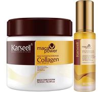 Kalanka-Pack Masque Cheveux Au Collagène + Sérum Huile D`Argan Hydratation Réparation Profonde Anti-Frizz Nutrition Brillance Cheveux Secs Abîmés Colorés Professionnel Sans Sulfates