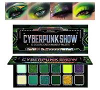 Kalanka-Palette D'ombres À Paupières Vertes Multichromes, Chrome Green Eyeshadow Palette, Couleur Intense Ombre À Paupières Jaune Vert Bleu, Mélangeable, Effet Multichrome Et Mat Maquillage Des Yeux