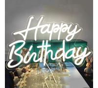 Kalanka-Panneau Néon Happy Birthday Réutilisable À Intensité Variable Pour Décoration Murale De Fête D'anniversaire, Enseigne Lumineuse Led Usb Happy Birthday Pour Décoration De Fond De Fête D'annive