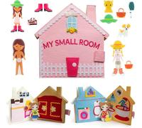 KALANKA-® PANTAWORLDS® Quiet Book Livre sensoriel éducatif Livre d'eveil pour bébé et enfant Jeu Montessori Jeu pour enfants (My Small Room, Pièce unique)