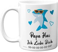 KALANKA-Papa Hai Tasse Geschenk ¿ Süßes Geburtstagsgeschenke für Papa, Weihnachten Geschenkidee ¿ 11oz Kaffeetasse Keramik, Mikrowellen Spülmaschinenfest, Geschenk von Sohn Tochter