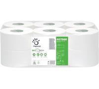 Kalanka-Papernet Bio Tech - Papier Hygi¿¿Nique Mini Jumbo (407568), 1 Paquet De 12 Rouleaux En Cellulose Pure Et Longueur De 149,85 M, 2 ¿¿Paisseurs, 405 Feuilles Par Rouleau