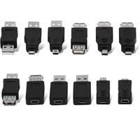 KALANKA-Paquet de 12 Adaptateur Cable Mini USB 2.0, Cable USB Female to Micro-USB Female kit Adaptateur USB OTG Multiples Micro Mini USB2.0 Mâle vers Femelle convertisseurs Connecteurs
