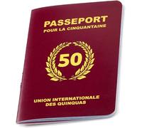 KALANKA-Passeport Pour la Cinquantaine - Idée Cadeau Original pour Anniversaire 50 ans Homme et Femme - Décoration Anniversaire 50 ans - Carte Anniversaire Originale - Un vrai faux passeport comme Li