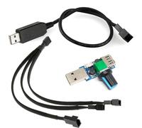 KALANKA-PC Fan Connector Cable Full Speed 12V USB Male to 4 Pin/3 Pin Male with Controller and 3 Way PWM Fan Splitter Cable