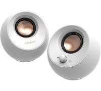 KALANKA-Pebble V3 Enceintes de Bureau 2.0 avec connectivité USB Type C, amélioration Clear Dialog, Bluetooth 5.0, 8 W RMS, Puissance de crête 16 W, convertisseur USB-A Inclus - Blanc