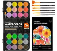 KALANKA-Peinture Aquarelle, 36 Couleurs avec 6 Pinceaux et 1 Bloc, Palette Parfait pour Enfant et Débutant, Loisirs Créatifs