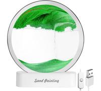 KALANKA-Peinture de Sable Qui coule, Images de Sable Rotatives Dynamiques, Image d'art Sable Verre Rond 3D Paysage avec Lumières, Décoration Relaxante pour Bureau, Maison Sablier de Paysage Naturel