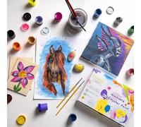 KALANKA-Peinture Enfant Lavable Doigt 24x20ml Loisir Creatif Couleurs Basiques Fluorescentes Scintillantes Métalliques Néon Séchage Rapide Non-Toxique Débutants Étudiants et Artistes