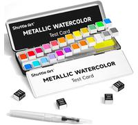KALANKA-Peinture Métallisée, 24 Couleurs Palette Aquarelle Pailletée en Démi-pots, Avec Pinceau et Bloc, Kit Pour Calligraphie
