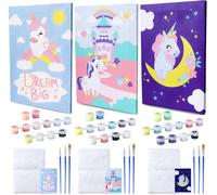 KALANKA-Peinture Numero Enfant Licornes Lot 3 Toiles Peinture par Numero, Licorne Cadeau Fille et Garcon, Kits de Loisirs Créatifs, Activites Manuelles pour Enfants, Paint by Numbers Jouet Fille