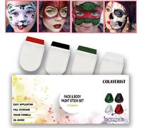 Kalanka-Peinture Visage Corporelle, Kit Maquillage Halloween Professionnel, 4 Couleurs Face Body Paint, Maquillage Blanc Halloween Vampire Zombie Joker Sorciere