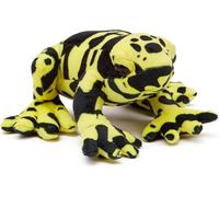 KALANKA-Peluche 100% Recyclée Grenouille Dendrobate Jaune/Noire (15cm de Largeur) Collection d'animaux Doux, Câlins et Écologiques pour Nouveau-né Premier Enfant