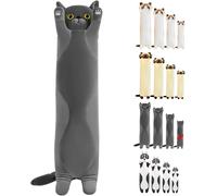 Kalanka-Peluche Chat - 50 Cm Tchoupi Peluche Chat Douce Peluche Animal Oreiller Pour Fille Enfant Petit Amies, Cadeau D'anniversaire Noël Cadeau De La Saint-Valentin (Gris, 50cm)
