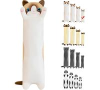Kalanka-Peluche Chat - 50 Cm Tchoupi Peluche Chat Douce Peluche Animal Oreiller Pour Fille Enfant Petit Amies, Cadeau D'anniversaire Noël Cadeau De La Saint-Valentin (Blanc, 50cm)