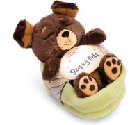 KALANKA-Peluche Chien Brun 12cm, Dormant dans Son Panier - Peluche pour câliner et Aimer, Produit durablement à partir de matériaux recyclés - 49748