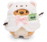 KALANKA-Peluche Chien Hiro 8 cm avec Bubble Tee & Costume Ours Polaire en boîte Cadeau 8,5x6,5x10 cm Brun - Doudou, Mignon Jouet en Peluche à câliner et à Jouer, Une Excellente idée de Cadeau - 61146