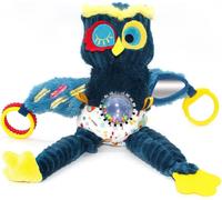 KALANKA-- Peluche d'activité Nomade Astros Le Hibou - Bleu - Jouet d'éveil pour bébé - Idée Cadeau - Dès la Naissance - 36 cm