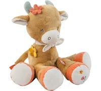 KALANKA-Peluche en Coton et Velours, Doudou Vache Mila, Compagnon de Route dès la Naissance, env. 32 cm, Mila, Zoë et Lana, Beige