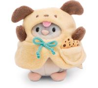 KALANKA-Peluche Hamster Shai 8 cm avec Cookie & Costume de Chien en boîte Cadeau 8,5x6,5x10 cm Gris - Doudou, Mignon Jouet en Peluche à câliner et à Jouer, Une Excellente idée de Cadeau - 61144