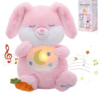 Kalanka-Peluche Qui Respire, Peluche Bruit Blanc Bebe Veilleuse Bébé Musicale Et Lumineuse, Doudou Loutre Qui Respire, Cadeau Naissance Fille Et Garçon Nouveau-Né (Lapin Rose)