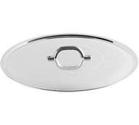 Kalanka-Pentole Agnelli Fama2930 Flat Lid With Handle, Rim And Bridge, Heavy Type In Bltf Aluminum, Polished Silver, 30 Cm