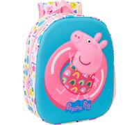 KALANKA-PEPPA Pig 3D - Sac à dos d'école, avec design 3D, adaptable au chariot, idéal pour les enfants de différents âges, confortable et polyvalent, qualité et résistance, 27 x 10 x 33 cm, Blanc/ros