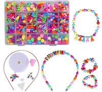 KALANKA-Perles pour Enfants,DIY Perles Plastique Coloré 24 Compartiments Kit De Loisirs Créatifs L'atelier De Bijoux Fabrication de Bracelet Collier en PVC Box comme cadeau pour les enfants filles 65