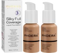 Kalanka-Phoera Fond De Teint,Phoera Foundation,Imperméable Professional Makeup Fond De Teint Liquide Couvrant Tenue 24h - Matte & Poreless Finish (2pcs- 106 - Warm Sun)