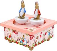 KALANKA-- Pierre Lapin Peter Rabbit Fraises - Boîte à Musique Bébé Dancing en Bois - 2 Figurines Amovibles - Cadeau Naissance et Bapteme - Musique La Flûte Enchantée Mozart