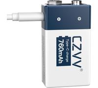 KALANKA-Piles 9V Rechargeable Lithium - Haute Capacité 760mAh Lithium-ion - Anti-fuite et Durée de Vie Ultra Longue 10 ans - 1300 Fois Cycle - Détecteurs de Fumée, Radios, Microphones sans Fil (1 uni