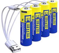 KALANKA-Piles AA Pack de 4 Piles AA Rechargeables Piles au Lithium AA USB Type C de Recharge Batterie de 1.5V 2600mWh Flash de Caméra Clignotant