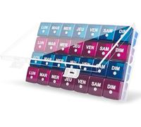 Kalanka-Pilulier Mensuel 28 Jours, Pillulier Grande Capacite Avec 7 Compartiments Pour 4 Semaines Pour Compléments Alimentaires, Vitamines Et Huiles De Poisson (Bleu/Violet)