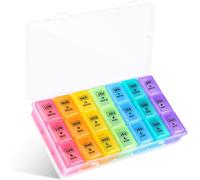 Kalanka-Pilulier Semainier Français 7 Jours 21 Compartiments 3 Fois Multicolores Pilulier Hebdomadaire - Coloré