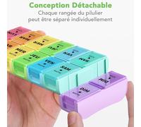 Kalanka-Pilulier Semainier Français Matin Et Soir, Petits Pilluliers Amovibles 7 Jours 14 Compartiments Pilulier Hebdomadaire 2 Fois - Multicolore