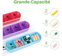 Kalanka-Pilulier Semainier Français (Matin, Midi, Soir Et Nuit) - Empilables Tour À Médicaments 7 Jours 28 Compartiments 4 Fois, Pour Vitamines Suppléments Pilules