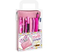 Kalanka-Pink & Purple Party Set - 1 Trousse, 2 Stylos-Bille/1 Stylo Gel Effaçable/1 Crayon À Papier Avec Gomme/1 Stylo Feutre/3 Marqueurs Permanents/1 Porte-Mines