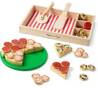 KALANKA-- Pizza En Bois 63 Pièces - Jeu Imitation - Jouet En Bois - Jouet D'Activité, De Développement Et D'Apprentissage - Cadeau Enfant 3 Ans Et +