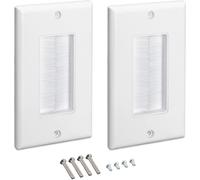 KALANKA-Plaque Murale Brosse - Lot de 2X Passe-câble Murale Sortie connecteur Audio vidéo - Prise encastrable pour Passage de câble TV HDMI Hi-FI