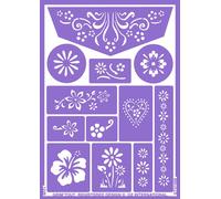 KALANKA-Pochoir Maquillage Enfant - Fleurs - 21x15 cm - Reutilisable et Lavable - Fête, Kermesse et Anniversaire - Kit Peinture Visage, Dessin, Tatouage Temporaire - Fille, Garçon