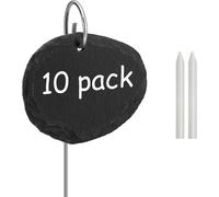 Kalanka-Poeland Lot De 10 Panneaux Pour Plantes En Ardoise - Résistants Aux Intempéries - Réutilisables - Avec Tige En Métal Ovale