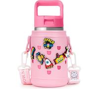 Kalanka-Porte-Bouteille D'eau En Eva Compatible Avec Yeti Rambler Jr. 12 Oz, Bouteille À Large Goulot 12 Oz, Iron °Flask 14 Oz Bouteille D'eau Pour Enfants Avec Sangle Réglable (Rose)